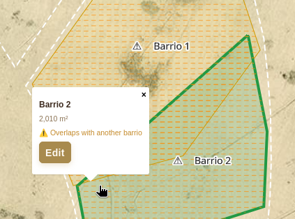 Overlap of two barrios
